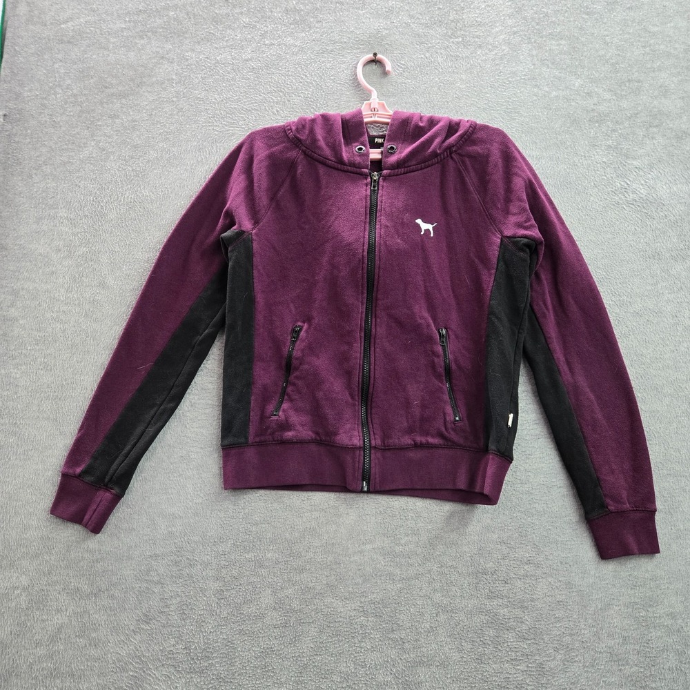 PINK Victoria Secret‎ Women Hoodie M Purple Knit Long Sleeve Cotton Polyester